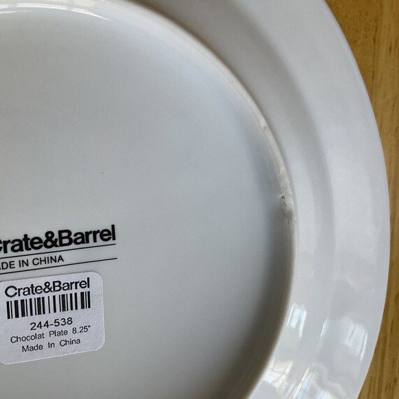 Crate & Barrel Dessert/Salad Plates “Chocolat” Set of 6 Plates 8.25” White NEW - Picture 6 of 6